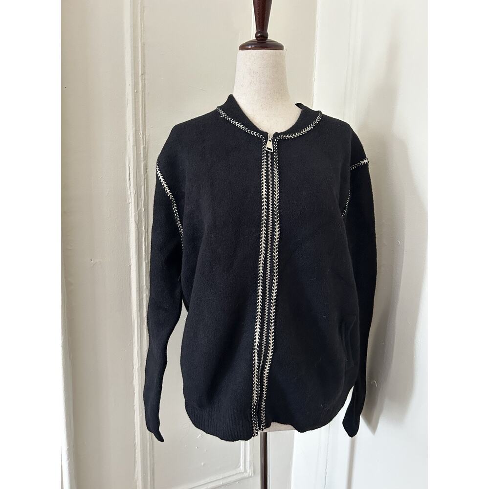 Lalavon Stowe Cardi Dark Gray Zip Up Pockets‎ NWT | L